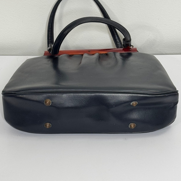 Vintage Garay Blue Vinyl Purse 1950s -1960s Bakelite Tortoise Trim